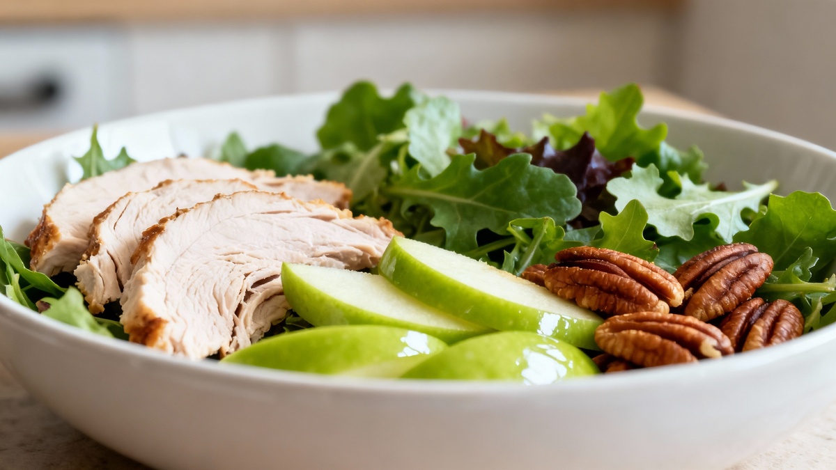 Легкий и вкусный салат: индейка, яблоко и пекан для вашего ужина