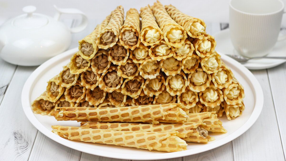Вафельные трубочки с кофейным кремом
